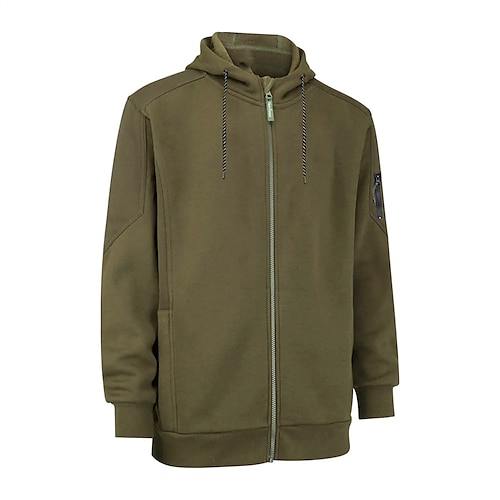 

Homens Full Zip Hoodie Jaqueta Verde Tropa Com Capuz Côr Sólida Zíper Bolsos Streetwear Legal Roupa de Esporte Casual Inverno Outono Roupa Moletons Moletons Manga Longa