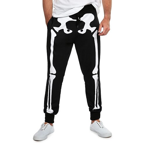 

Men's Skeleton Sweat Pants Sweatpants Joggers Trousers Drawstring Elastic Waist 3D Print Skull Graphic Prints Comfort Breathable Sports Outdoor Casual Daily Streetwear Stylish Black Micro-elastic