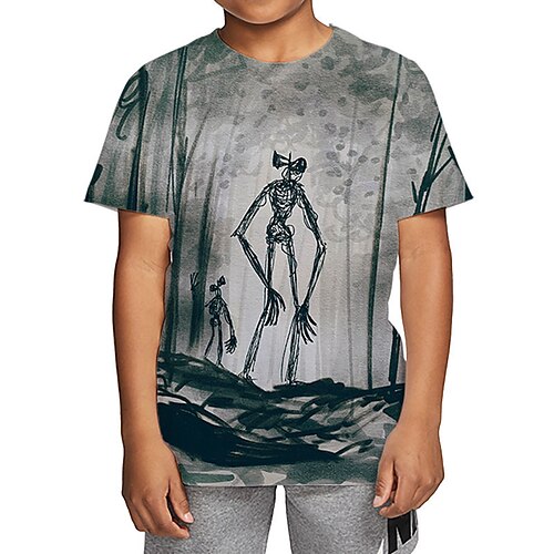 

Kids Boys T shirt Tee Short Sleeve 3D Print Graphic Crewneck Gray Children Tops Fall Winter Cool Outdoor Daily Regular Fit 4-12 Years