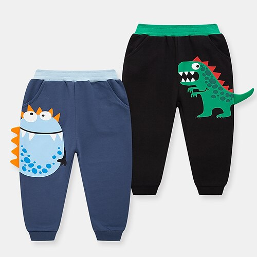 

Kids Boys Pants Blue Black Dinosaur Fall Winter Active Sport 2-8 Years