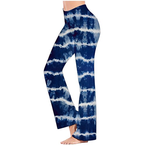 

Women's Wide Leg Pants Yoga Style High Waist Quick Dry Fitness Gym Workout Bottoms Tie Dye Stripes Gray Orange Blue Sports Activewear Stretchy 21Grams / Athletic / Athleisure