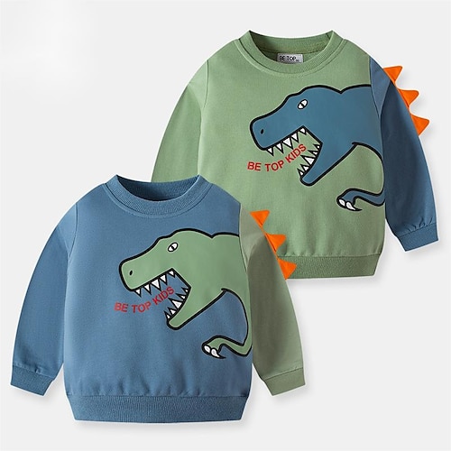 

Bambino Da ragazzo Felpa Dinosauro Giornaliero Manica lunga Di tendenza Cotone 2-8 anni Inverno Verde Blu