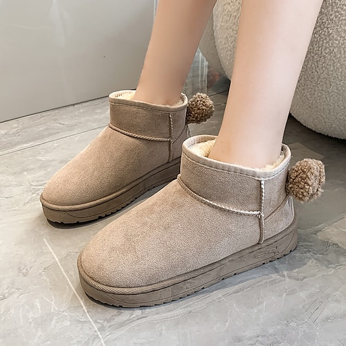 

Women's Boots Snow Boots Booties Ankle Boots Winter Flat Heel Round Toe Suede Loafer Black Khaki Gray