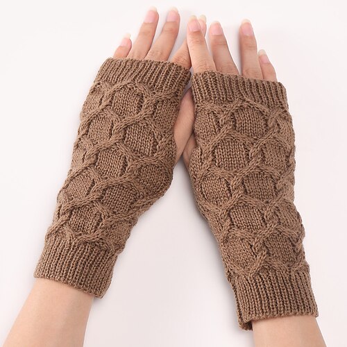 

Women's Fingerless Gloves Warm Winter Gloves Gift Daily Solid / Plain Color Knit Vintage Retro 1 Pair