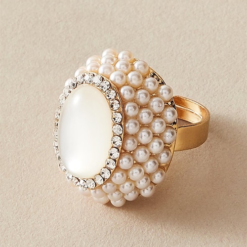 

factory direct supply of european and american popular jewelry amazon hot fashion index finger ring opening pearl cat's eye ring