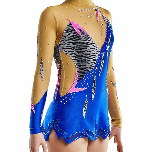 

Rhythmic Gymnastics Leotards Gymnastics Leotards Women's Girls' Bodysuit Stretchy Breathable Sparkly Long Sleeve Training Performance Competition Training Athletic Artistic Gymnastics Gymnastics
