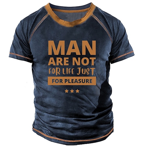 

Men's Unisex T shirt Tee Letter Graphic Prints Crew Neck Navy Blue 3D Print Outdoor Street Short Sleeve Print Clothing Apparel Sports Designer Casual Big and Tall / Summer / Summer