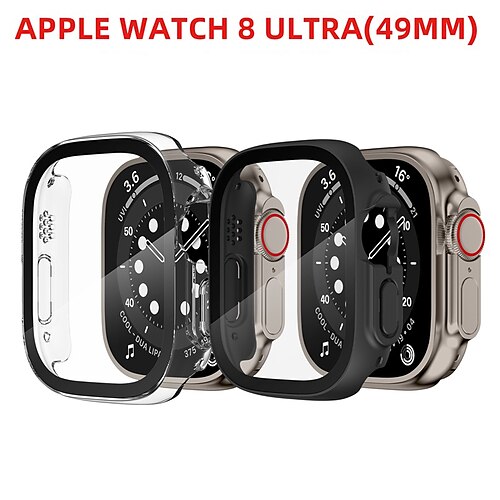 

1 Pack Watch Case with Screen Protector Compatible with Apple iWatch Series 8 Scratch Resistant Rugged Bumper Full Cover Tempered Glass / PC Watch Cover