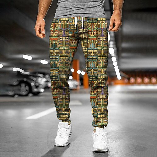 

Men's Sweatpants Joggers Trousers Drawstring Side Pockets Elastic Waist Graphic Prints Comfort Breathable Sports Outdoor Casual Daily Streetwear Designer Brown Micro-elastic / Elasticity