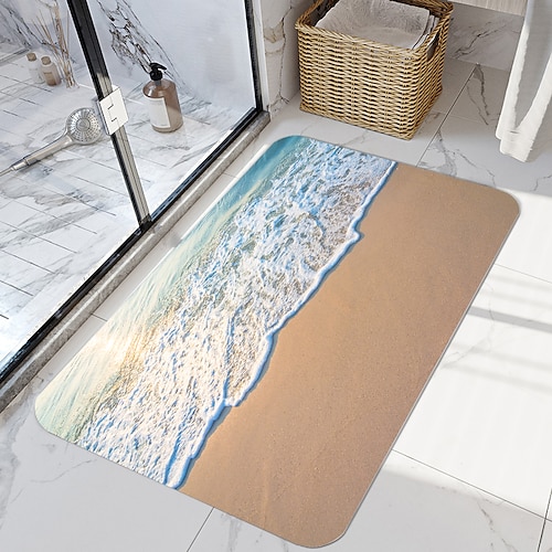 

Sunset Beach Series Digital Printing Floor Mat Modern Bath Mats Nonwoven / Memory Foam Novelty Bathroom