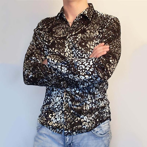 

Men's Shirt Graphic Shirt Graphic Turndown Black 3D Print Outdoor Street Button-Down Print Clothing Apparel Fashion Designer Casual Breathable / Long Sleeve / Long Sleeve