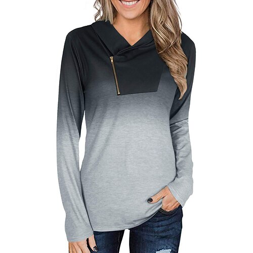 

Women's Sweatshirt Pullover V Neck Color Block Quarter Zip Print Daily Sports 3D Print Active Streetwear Clothing Apparel Hoodies Sweatshirts Green Blue