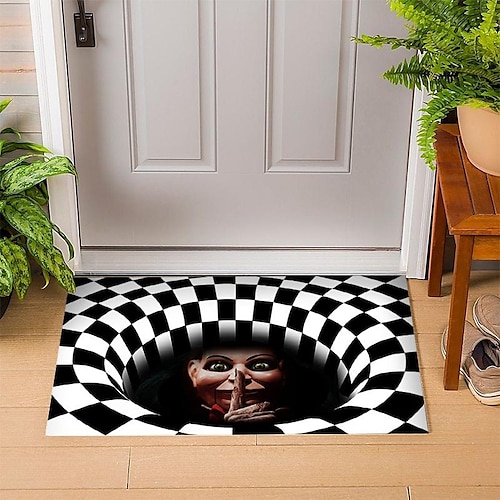 

Halloween Horrible Vortex 3D Illusion Carpet, Anti-Slip Carpet, Vortex Illusion Rug, 3D Visual Pattern Area Rug, Grid Hearth Rugs, 3D Effect Door Mat