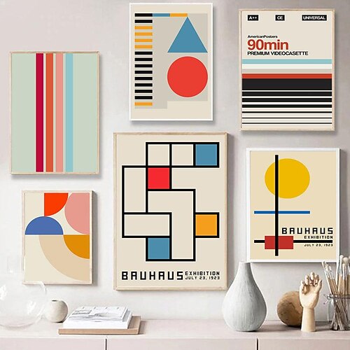 

nordic retro geometric pattern poster abstract lines canvas painting art print picture living room home decor