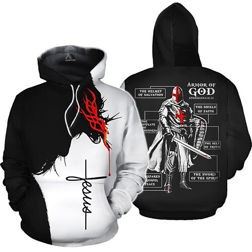 

Men's Unisex Pullover Hoodie Sweatshirt Black Hooded Knights Templar Graphic Prints Print Daily Sports 3D Print Streetwear Designer Casual Spring Fall Clothing Apparel General Hoodies Sweatshirts