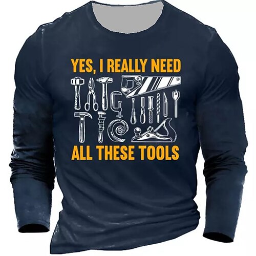 

Men's Unisex T shirt Tee Letter Graphic Prints Crew Neck Navy Blue Gray Black 3D Print Outdoor Street Long Sleeve Print Clothing Apparel Basic Sports Designer Casual