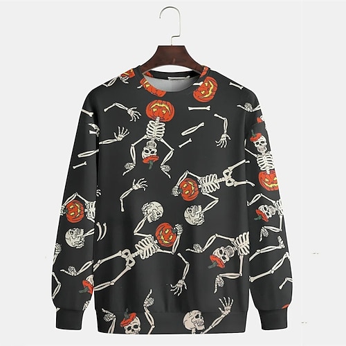 

Men's Unisex Sweatshirt Pullover Black Crew Neck Skull Graphic Prints Print Daily Sports Holiday 3D Print Designer Casual Big and Tall Spring & Fall Clothing Apparel Hoodies Sweatshirts Long Sleeve