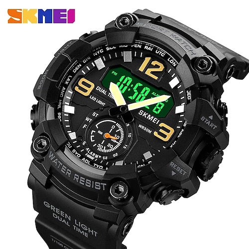 

SKMEI Japan Digital movement LED Light Sport Watch Mens Military Date Countdown Clock 5Bar Waterproof Wristwatches