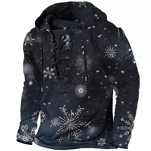 

Men's Unisex Pullover Hoodie Sweatshirt Pullover Black Hooded Graphic Prints Snowflake Lace up Print Casual Daily Sports 3D Print Streetwear Designer Casual Spring & Fall Clothing Apparel Hoodies
