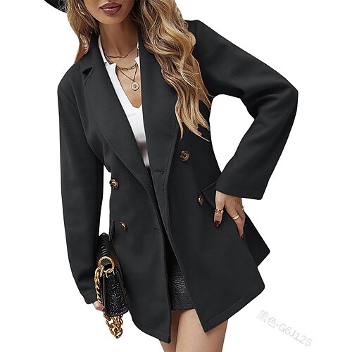 

Women's Trench Coat Warm Breathable Outdoor Daily Wear Vacation Going out Pocket With Belt Double Breasted Turndown Elegant Comfortable Street Style Solid Color Regular Fit Outerwear Long Sleeve