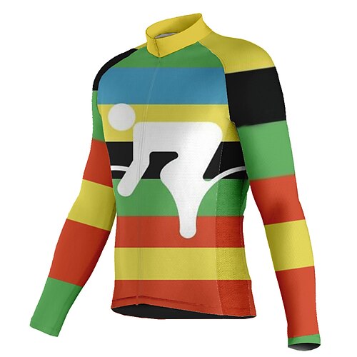 

21Grams Men's Cycling Jersey Long Sleeve Bike Top with 3 Rear Pockets Mountain Bike MTB Road Bike Cycling Breathable Quick Dry Moisture Wicking Reflective Strips Green Color Block Polyester Spandex