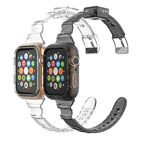 

1PC Smart Watch Band with Case Compatible with Apple iWatch Series 8 7 6 5 4 3 2 1 SE for iWatch Smartwatch Strap Wristband TPU Adjustable Shockproof