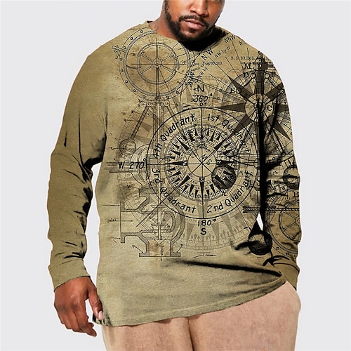 

Men's Plus Size T shirt Tee Big and Tall Graphic Prints Henley Spring & Fall Basic Designer Plus Size Comfortable Outdoor Street Tops