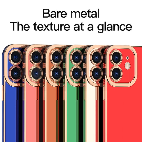 

Phone Case For Apple Classic Series iPhone 13 Pro Max 12 Mini 11 X XR XS Max 8 7 Bumper Frame Plating Full Body Protective Solid Colored TPU Plastic Metal Camera Protection Silicone Cover Accessories