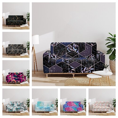 

Marble Printed Sofa Cover Stretch Slipcovers Soft Durable Couch Cover 1 Piece Spandex Fabric Washable Furniture Protector fit Armchair Seat/Loveseat/Sofa/XL Sofa