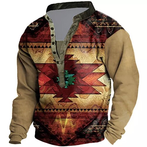 

Men's Unisex Sweatshirt Pullover Button Up Hoodie Green Red Brown Black Standing Collar Graphic Prints Print Casual Daily Sports 3D Print Streetwear Designer Casual Spring Fall Clothing Apparel