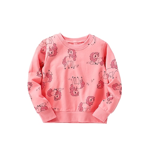 

Kids Boys Sweatshirt Unicorn Daily Long Sleeve Fashion Cotton 2-8 Years Winter Pink