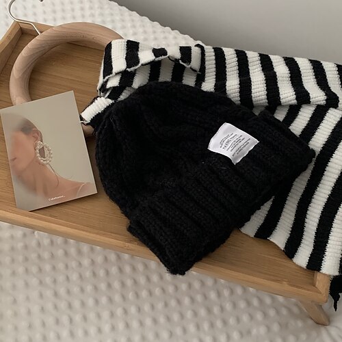 

Fashion Cap Beanie Autumn Winter Warm Knitted Girls Women Hats Solid Elastic Bonnet Caps