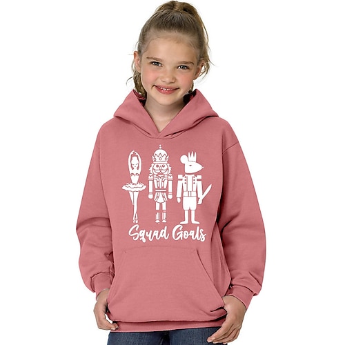 

Nutcracker Kids Girls' Hoodie Cartoon Outdoor 3D Print Long Sleeve Pocket Fashion 3-13 Years Winter Green Black Pink