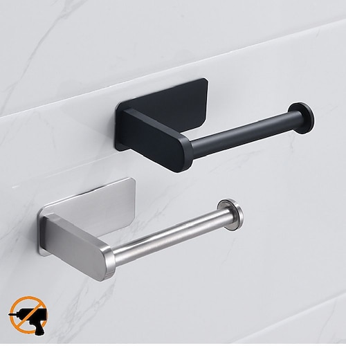 Kitchen Toilet Paper Holder Black 304 Stainless Steel Adhesive