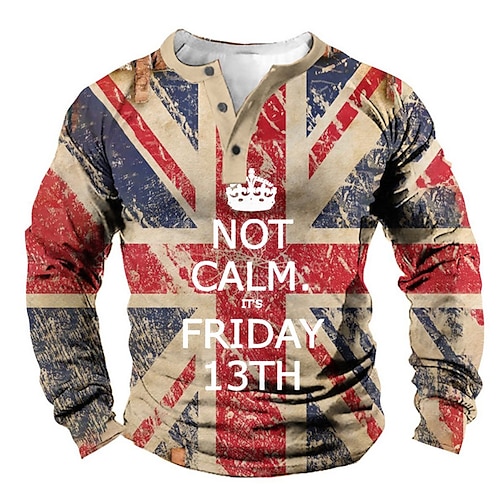 

Men's Unisex Sweatshirt Pullover Button Up Hoodie Henley Collar Graphic Prints National Flag Print Casual Daily Sports 3D Print Designer Casual Big and Tall Clothing Apparel Hoodies Sweatshirts Long