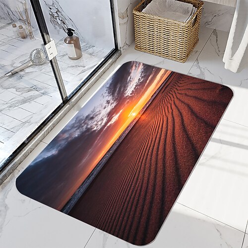 

Sunset Beach Series Digital Printing Floor Mat Modern Bath Mats Nonwoven / Memory Foam Novelty Bathroom