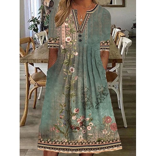 

Women's Plus Size Casual Dress Solid Color V Neck Half Sleeve Winter Fall Stylish Casual Midi Dress Going out Weekend Dress