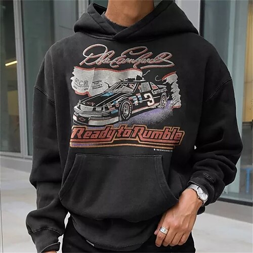 

Men's Hoodie Black Hooded Graphic Letter Car Sports & Outdoor Streetwear Cool Designer Casual Winter Fall Clothing Apparel Hoodies Sweatshirts Long Sleeve / Spring