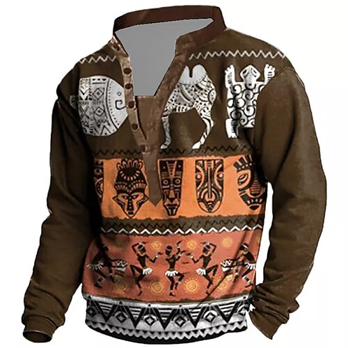 

Men's Unisex Sweatshirt Pullover Button Up Hoodie Graphic Prints Print Casual Daily Sports 3D Print Streetwear Designer Ethnic Clothing Apparel Hoodies Sweatshirts Long Sleeve Coffee