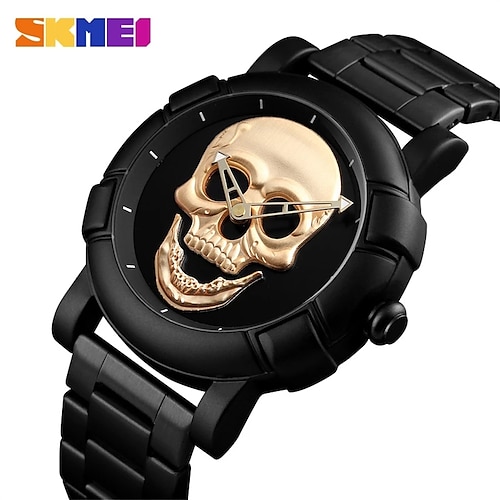 

SKMEI Fashion Sport Mens Watches Top Brand Luxury Skull Watch Men 3Bar Waterproof Quartz Wristwatches 9178