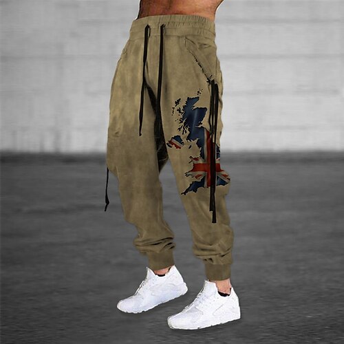 

Men's Sweatpants Joggers Trousers Drawstring Elastic Waist Ribbon Graphic Prints Comfort Breathable Sports Outdoor Casual Daily Cotton Blend Terry Streetwear Designer Brown Micro-elastic / Elasticity