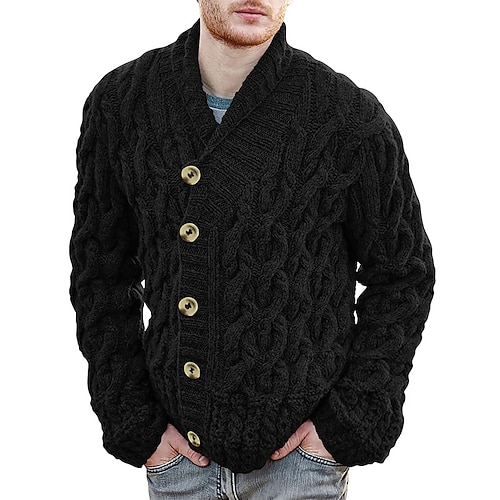 

Men's Sweater Cardigan Sweater Ribbed Knit Cropped Knitted Solid Color V Neck Basic Stylish Outdoor Daily Clothing Apparel Winter Fall Black Army Green M L XL