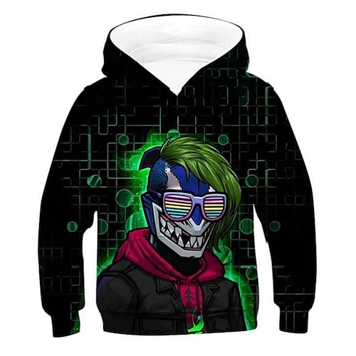 

Kids Boys Hoodie Graphic Outdoor 3D Print Long Sleeve Pocket Fashion 3-12 Years Winter Black
