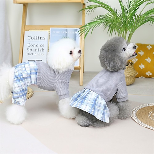 

Dog Cat Dress Pants Plaid / Check Solid Colored Cute Sweet Dailywear Casual Daily Winter Dog Clothes Puppy Clothes Dog Outfits Soft Gray Dark Gray Costume for Girl and Boy Dog Cotton S M L XL 2XL