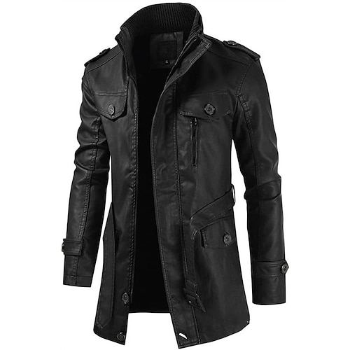 

Men's Winter Coat Short Coat Business Casual Winter Polyester Windproof Warm Outerwear Clothing Apparel Stylish Classic & Timeless non-printing Solid Color Pocket Stand Collar Single Breasted