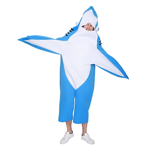 

Shark Party Costume Adults' Men's Cosplay Halloween Halloween Festival / Holiday Polyester Blue Men's Women's Easy Carnival Costumes / Leotard / Onesie