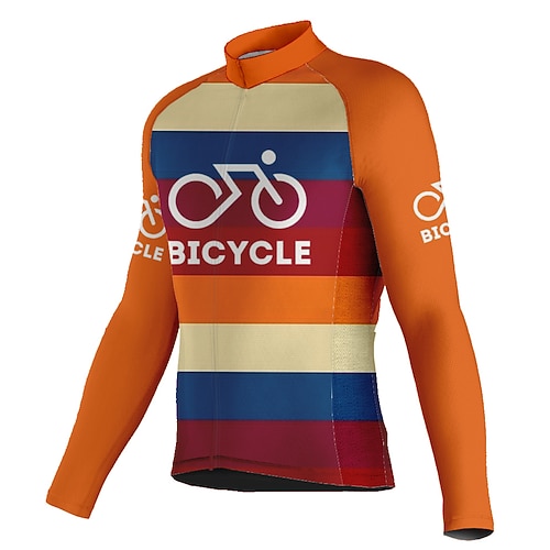 

21Grams Men's Cycling Jersey Long Sleeve Bike Top with 3 Rear Pockets Mountain Bike MTB Road Bike Cycling Breathable Quick Dry Moisture Wicking Reflective Strips Red Color Block Polyester Spandex