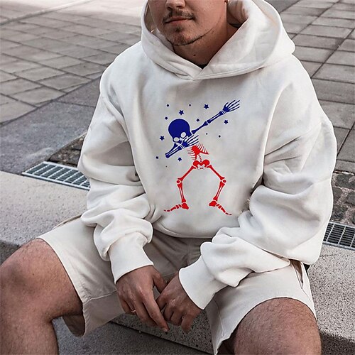 

Men's Pullover Hoodie Sweatshirt Hooded Graphic Skull Print Halloween Sports Outdoor Daily Hot Stamping Basic Cool Designer Clothing Apparel Hoodies Sweatshirts Long Sleeve White / Spring / Fall