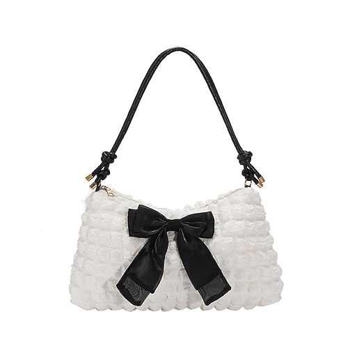 

Women's Canvas Bag Shoulder Bag Synthetic Bowknot Solid Color Daily Going out Black Beige