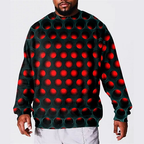 

Men's Plus Size Sweatshirt Big and Tall Geometric Crew Neck Long Sleeve Spring Fall Basic Designer Plus Size Casual Daily Sports Tops